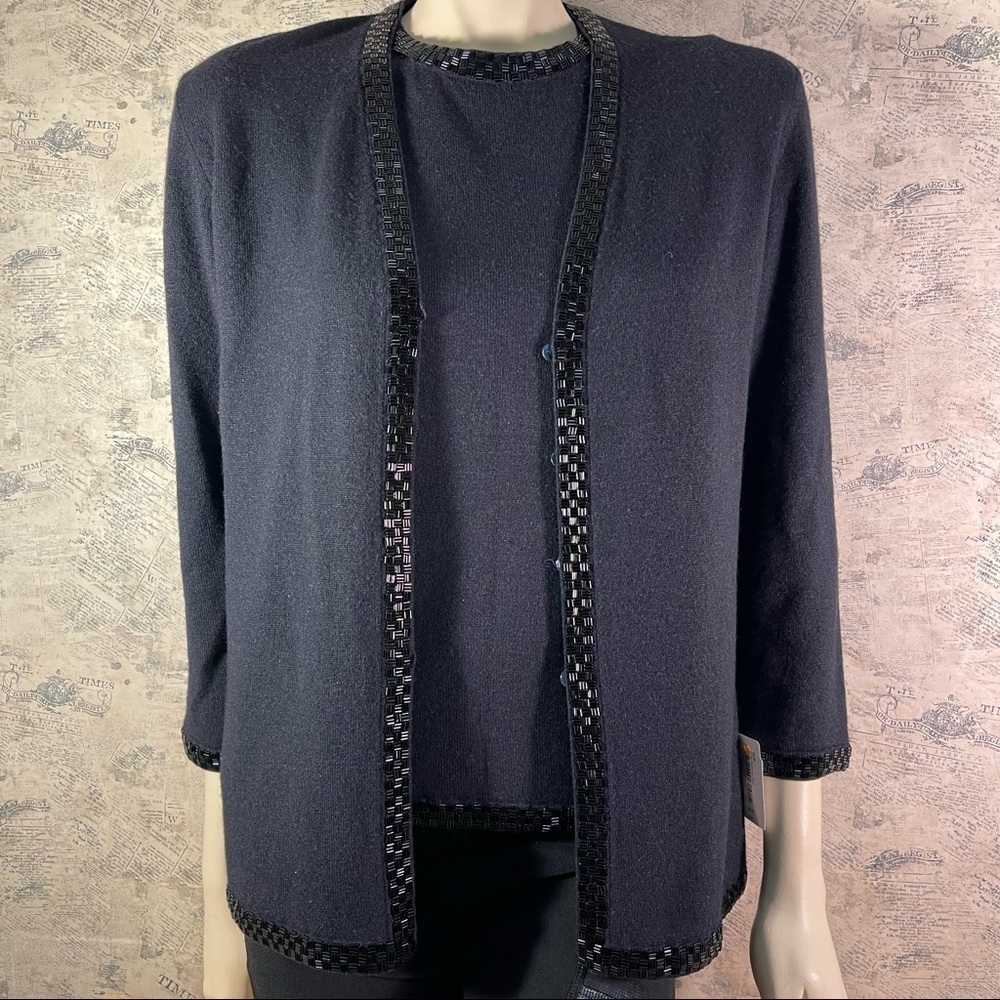 Vintage ESCADA for Neiman Marcus Beaded Knit Twin Set Cardigan & Shell Top